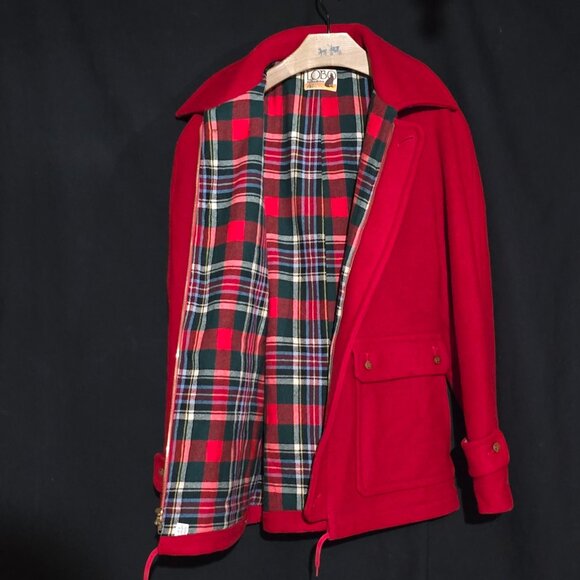 Vtg LOBO Pendleton 100% Virgin Wool Wmn's Red Coat w Rem Hood See Desc for Size - Picture 3 of 5